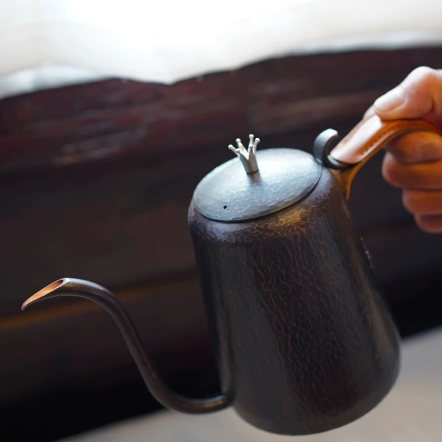 手工锤纹咖啡壶家用铜咖啡壶手冲壶细水流铜茶壶紫铜壶丘田麦棠