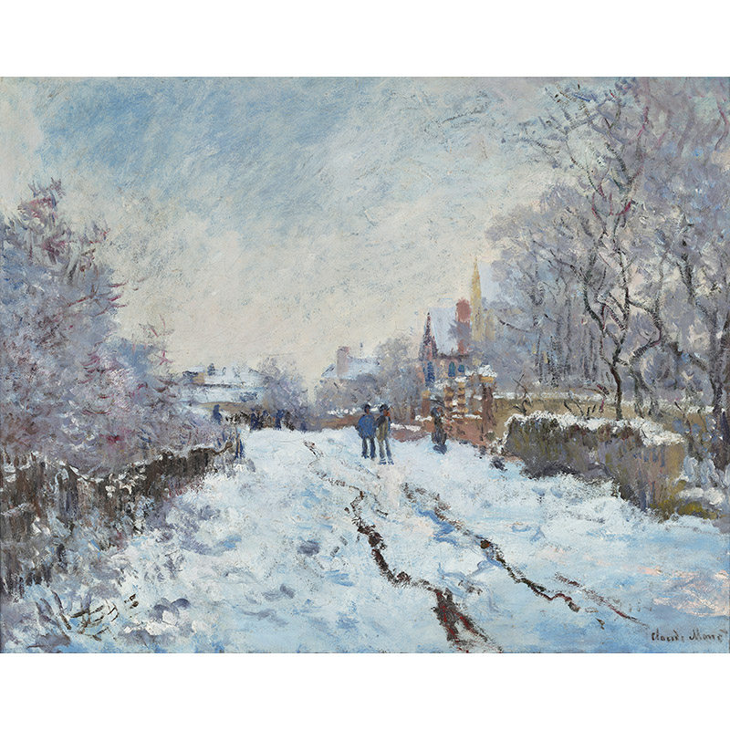 阿让特伊的雪景莫奈高清油画原版作品风景装饰画喷绘图片