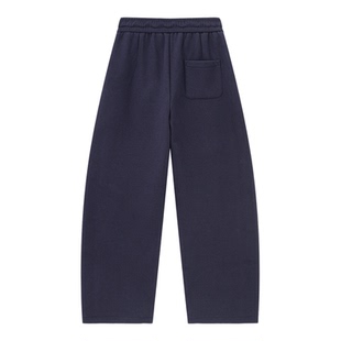 百家好藏蓝抽绳阔腿裤女冬季新款慵懒风加绒弯刀裤松弛感休闲裤子