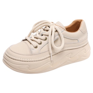 牛皮新款舒适厚底运动鞋不累脚2025秋季真皮女式休闲旅游老爹板鞋