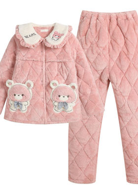 孕妇睡衣秋冬季加厚加绒月子服冬