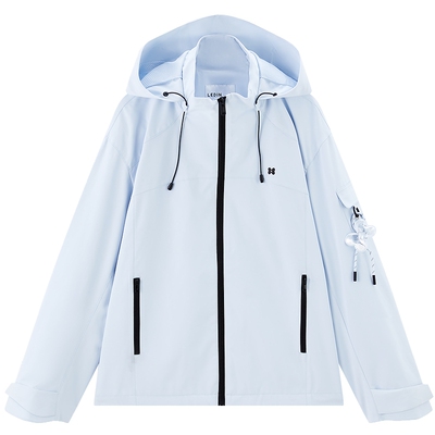 【商场同款】乐町三防休闲外套新款连帽抽绳带挂件上衣C2BBG1328