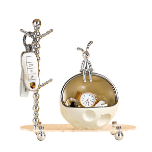 奶酪玄关钥匙收纳摆件入户进门口鞋柜走廊玄幻锁匙装饰品轻奢摆设