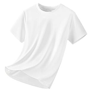 桑蚕丝莫代尔T恤男夏季2025新款珠地棉短袖凉感圆领宽松纯色半袖