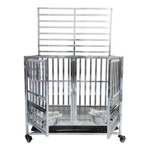 不锈钢狗笼子母笼带隔断双犬双门大型中型犬拉布拉多哈士奇宠物笼