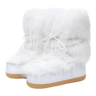 升级款仿兔全毛雪地靴女时尚月亮靴冬季保暖鞋棉靴跨境欧美俄罗斯