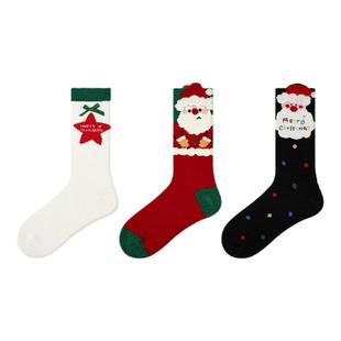 文艺复兴25秋冬新款圣诞袜珊瑚绒加绒加厚袜子女过年袜新年中筒袜
