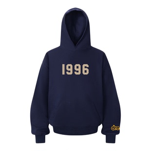 drew美式潮牌植绒1996连帽卫衣男女加绒宽松帽衫百搭秋冬情侣上衣