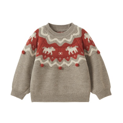 papa冬季新年毛衣加厚保暖羊毛衫