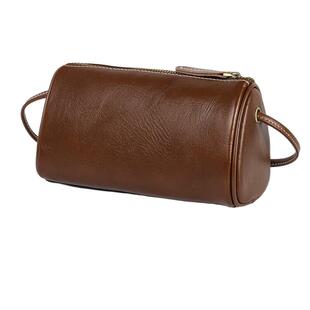 歌菲妮时尚复古头层牛皮真皮圆筒包水桶包单肩斜挎女士百搭枕头包