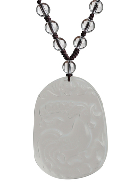 纯天然白水晶十二生肖吊坠男属相鸡龙蛇马牛本命年女项链儿童挂件