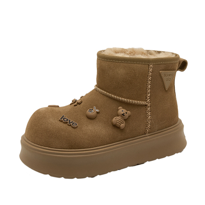 雪地靴加绒加厚厚底大头大棉短靴