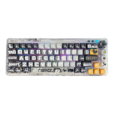 狼蛛F68三模客制化透明键盘RGB