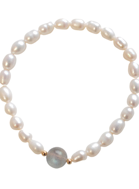 天然淡水珍珠拉长石女14k包金