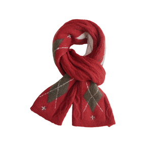 盈妹浓郁红棕丨英伦复古学院风加厚围巾冬季氛围感情侣围脖女百搭