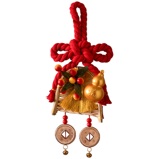 新年装饰品2026马年入户门把手挂件春节万字结扫把房门挂过年布置