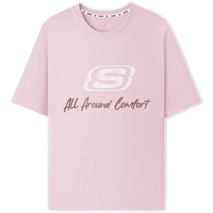 斯凯奇春季新款男女同款字母印花针织短袖T恤打底衫时尚百搭上衣