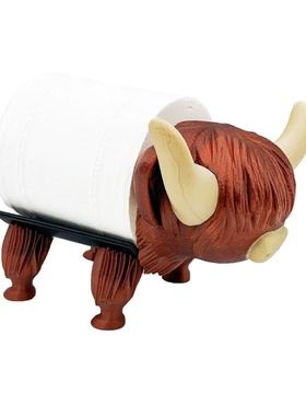 3D打印仿真高地牛模型创意搞怪高地牛卷纸器模型摆件家居实用摆件