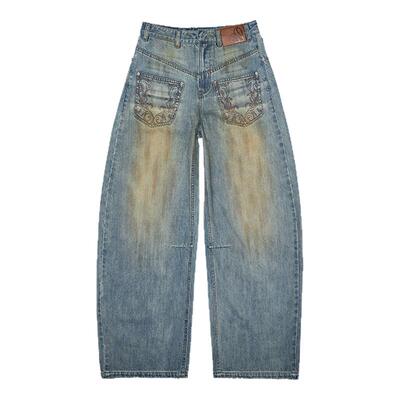 1JINNSTUDIO复古水洗弯刀牛仔裤