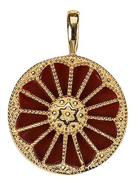 新款圆牌吊坠时尚气质正反两面佩戴仿沙金鎏金工艺古风送女友礼物