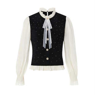 珂莱商场同款25秋冬季新款亮片白色小香风羊毛短外套女 KB00637V1