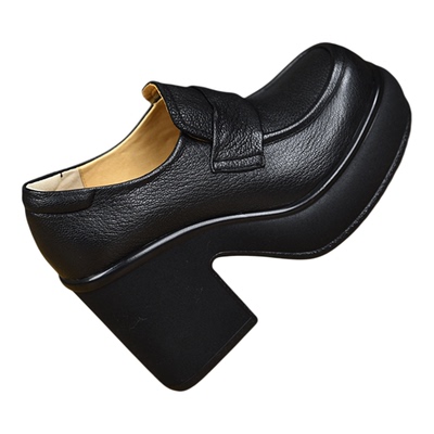 misili厚底增高粗跟乐福鞋女