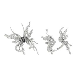 SUMIYAKI原创生化蝴蝶戒指液态金属风情侣对戒个性小众设计开口戒