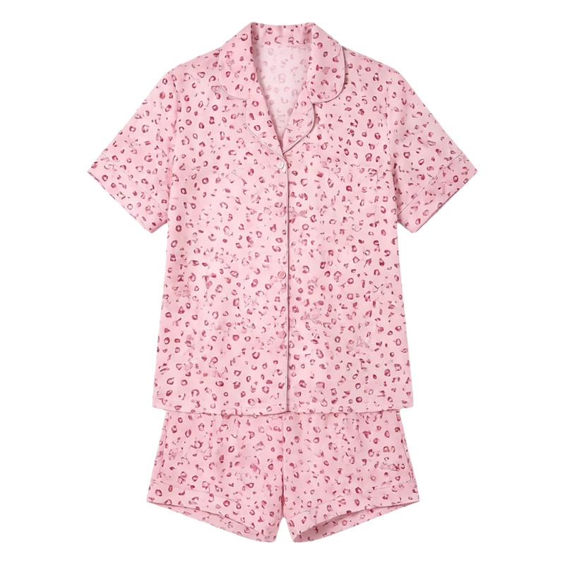 粉色豹纹轻奢精致夏季新款家居服