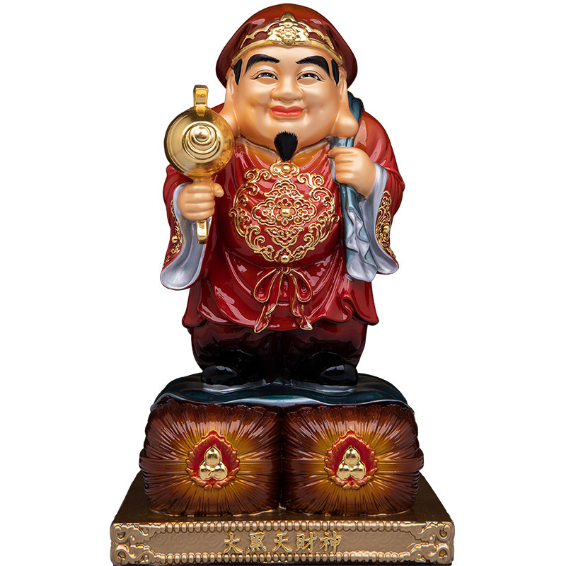 三面大黑天财神黄铜供奉摆件