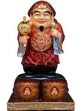 三面大黑天财神黄铜供奉摆件