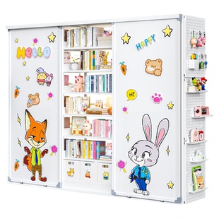 家用钢制书架带磁吸白板门客厅卧室图书馆书籍架多层组合儿童书柜