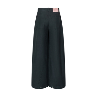 RUSTLE趣味椅子系列立体侧缝前移阔腿高腰弯刀休闲裤