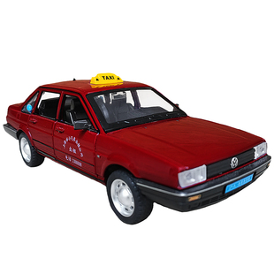 合金大众上海出租车汽车模型仿真桑塔纳蓝色的士儿童玩具客车男孩