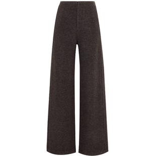 夏莫卡绵羊毛针织暖暖弧形裤女三片式分割窄腰咖色香蕉裤加长8501