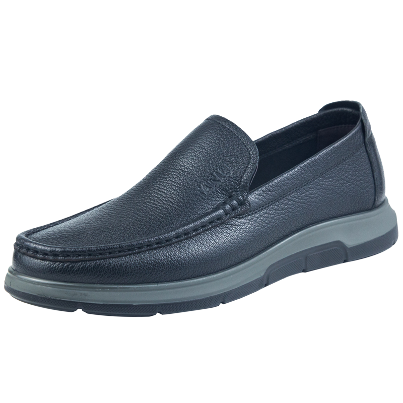 万里新款真皮男士单鞋舒适柔软一脚蹬休闲鞋圆头低帮鞋HHT198