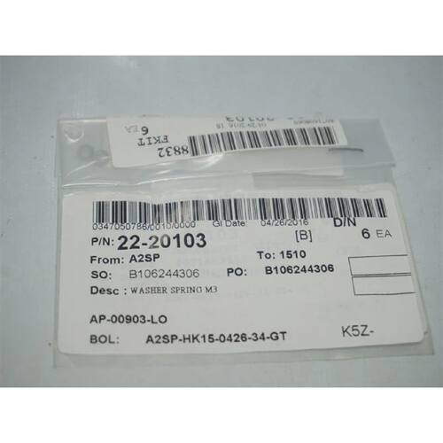 Lot 6pcs ASM Assembly Part 22-20103 2220103 Washer Spring M3