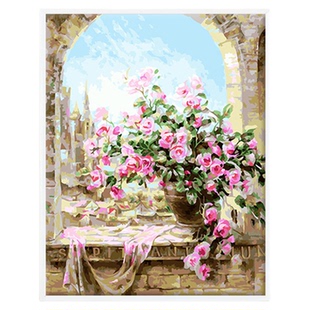 自油自画 数字油画diy 客厅风景花卉手工填色油彩装饰画 花期常驻