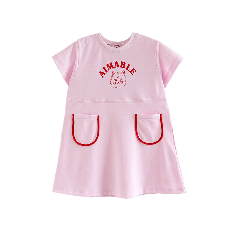 ILOVEJ女童猫咪休闲连衣裙