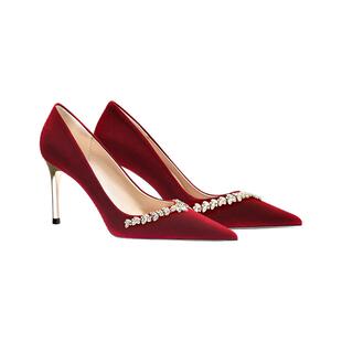 绝美婚鞋女新娘鞋秀禾主婚纱两穿不累脚中式婚礼敬酒服红色高跟鞋