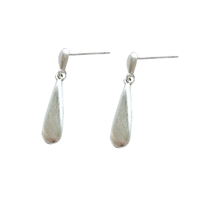 Starryee拉丝磨砂水滴形耳钉女