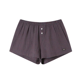 TGNS美式复古格子短裤男女夏季海边出游平角裤休闲百搭BM风家居裤
