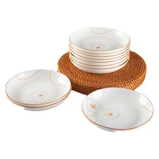 6寸小盘子菜盘家用陶瓷小碟子岁月静好餐具六寸深盘调味蘸料味碟