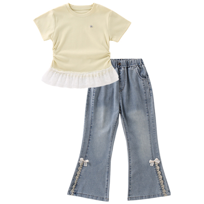 女孩衣服夏季时尚短袖裤子两件套