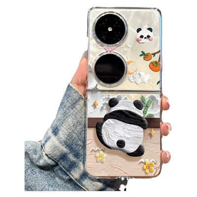 华为pocket2油画熊猫手机壳