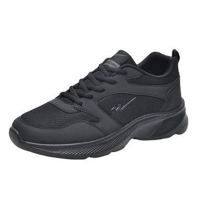 黑色新款跑步鞋透气减震运动鞋子