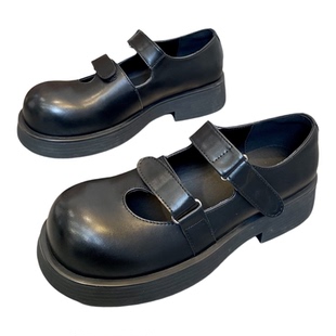 SGIRL TWTW防滑乐福鞋女款亮面漆皮厚底增高粗跟法式玛丽珍小皮鞋