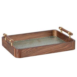 黑胡桃木质水果盘长方形托盘茶几家用早餐茶点木盘水果盘客厅家用