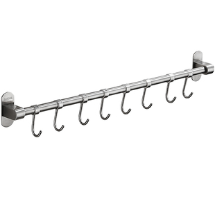 304不锈钢厨房挂钩免打孔多功能置物架子沥水挂杆钩锅架收纳壁挂