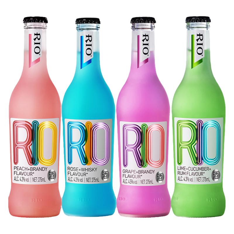 RIO锐澳预调鸡尾酒洋酒经典玻璃瓶275ml*2瓶整箱装女士晚安果味酒