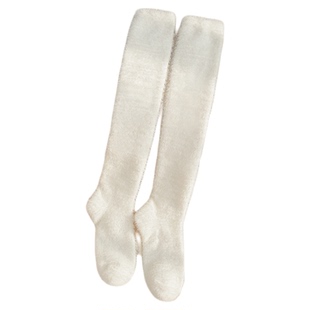 水貂绒过膝长筒袜子女秋冬季加绒加厚保暖毛绒居家月子堆堆小腿袜